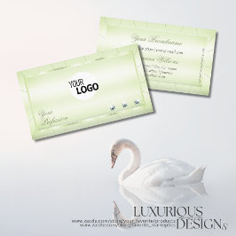Cartão De Visita Elegance Pastel Verde com Ouros e Logotipo Luxe