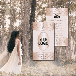 Cartão De Visita Elegance Rosa Dourado Ornamentados Ornamentos Adic