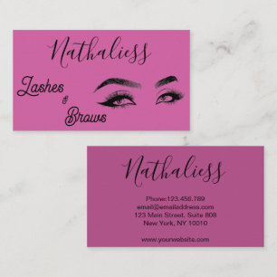 Cartão De Visita Elegância Design Roxo Eyelash Eyebrow
