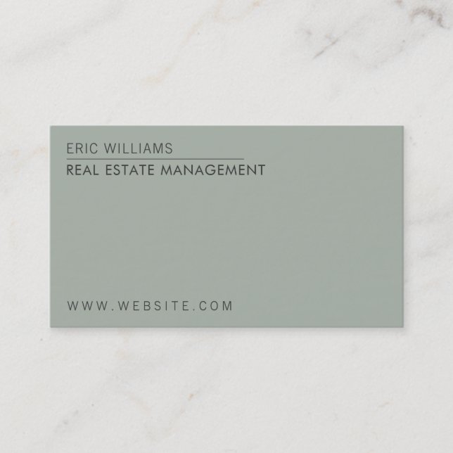 Cartão De Visita Elegância minimalista cinzenta verde-oliva (Frente)