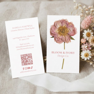 Cartão De Visita Elegância Moderna Luxo Flor Silvestre Botânica Flo