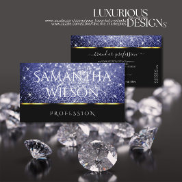 Cartão De Visita Elegância Real dos Brilhos Azuis do Luxo Negro Shi