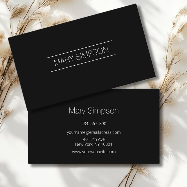 Cartão De Visita Elegâncias Pure minimalistic (Elegant, Minimal Black Business Card.)
