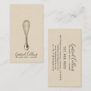 Cartão De Visita Elegant Baker Bakers Whisk Creme Lino