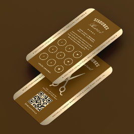 Cartão De Visita Elegant Barber Brown Barbershop Scissors Loyalty
