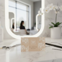 Elegant Beige Botanical Hair Stylist