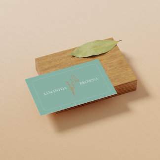 Cartão De Visita Elegant Beige Green Framed Florist