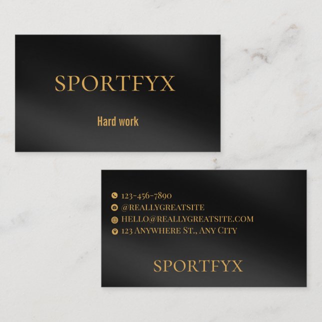 Cartão De Visita Elegant Black and Gold Minimalist Business Card |  (Frente/Verso)
