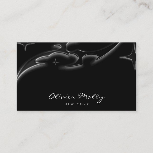 Cartão De Visita Elegant Black Marble Luxury Business Card  (Frente)