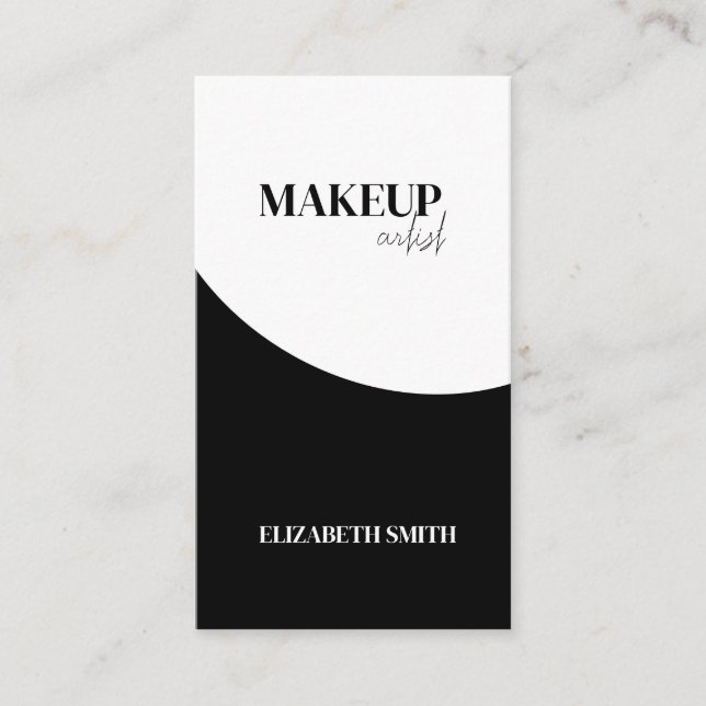 Cartão De Visita Elegant black &white QR code makeup artist  (Frente)