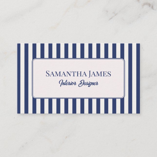 Cartão De Visita Elegant Blue Indygo Old Money (Frente)