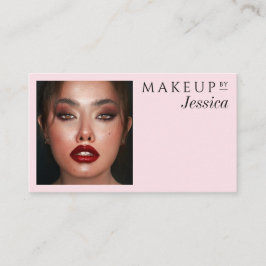 Cartão De Visita Elegant Blush Pink QR Code Social Photo Makeup