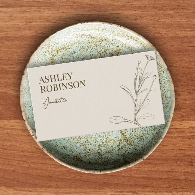 Cartão De Visita Elegant boho botanical pastel earthy QR code (Elegant boho botanical pastel earthy QR code Business Card)