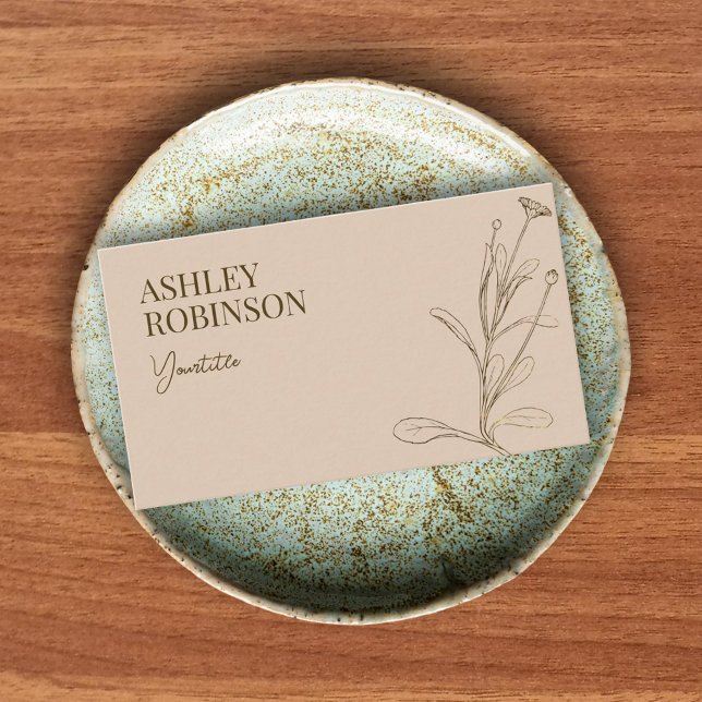 Cartão De Visita Elegant boho botanical pastel earthy QR code (Elegant boho botanical pastel earthy QR code Business Card)