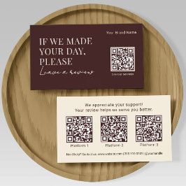 Cartão De Visita Elegant Business Review Request with QR Codes Boho