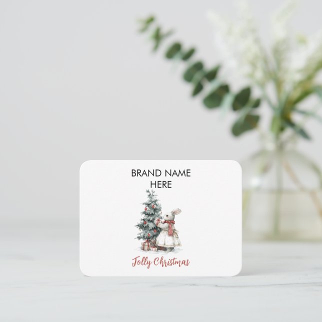 Cartão De Visita Elegant Christmas Business Card | Your Brand Name (Em pé/Frente)