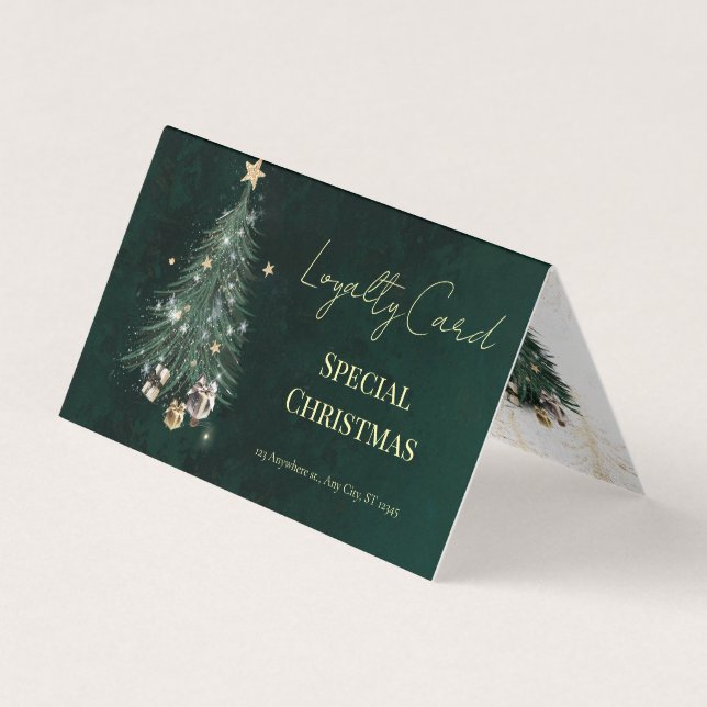 Cartão De Visita Elegant Christmas Tree Loyalty Card! (Frente)