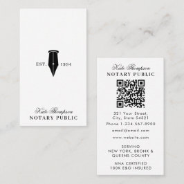 Cartão De Visita Elegant Classy Notary Signing Agent QR Code Simple