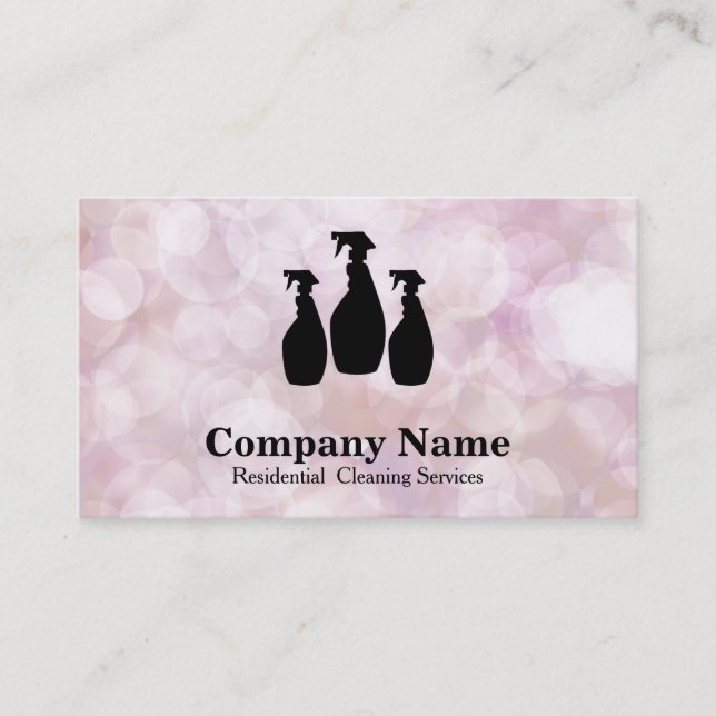 Cartão De Visita Elegant Cleaning Service Glitter Bokeh Business Ca (Frente)