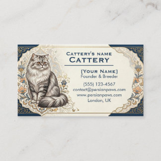 Cartão De Visita Elegant Custom Persian Cat Cattery Business Card