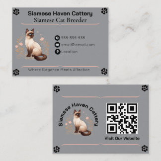 Cartão De Visita Elegant Custom Siamese Cattery Business Card