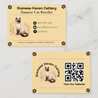 Cartão De Visita Elegant Custom Siamese Cattery Business Card 