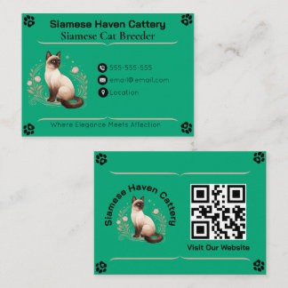 Cartão De Visita Elegant Custom Siamese Cattery Business Card