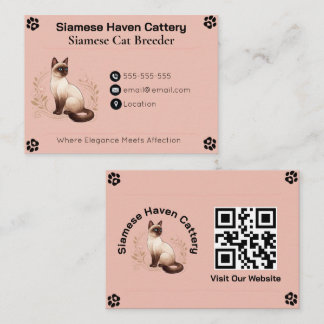 Cartão De Visita Elegant Custom Siamese Cattery Business Card