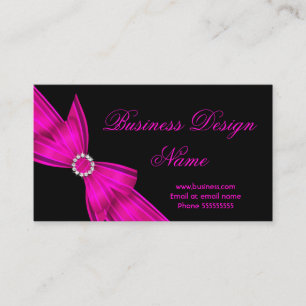 Cartão De Visita Elegant Design de Arco de Diamante Preto Rosa Quen