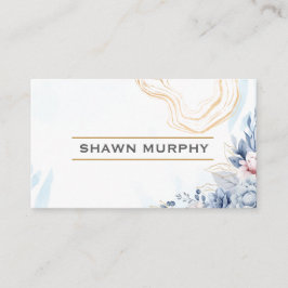 Cartão De Visita Elegant Floral Gold Line QR Code Business Card