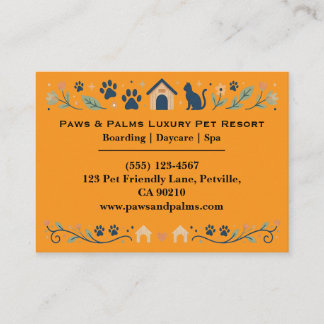 Cartão De Visita Elegant Floral Pet Boarding & Daycare Customizable