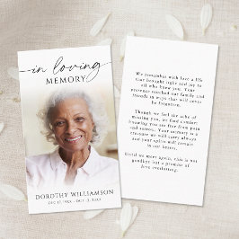 Cartão De Visita Elegant Funeral In Loving Memory Photo Prayer Card
