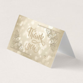 Cartão De Visita Elegant Gold Hearts Frame Bokeh Thank You Card