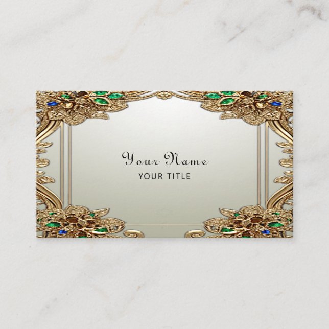 Cartão De Visita Elegant Gold Ornate Business Card (Frente)
