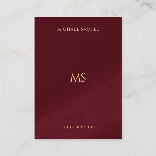 Cartão De Visita Elegant Gold Text Monogram Vertical Luxury Thick (Frente)