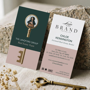 Cartão De Visita Elegant Home Real Estate Profissional Foto-chave