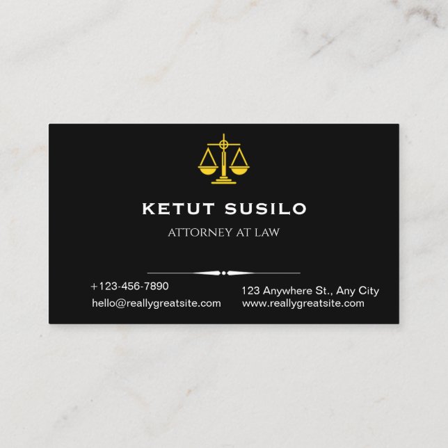 Cartão De Visita Elegant Lawyer Business Card | Attorney & Legal  (Verso)
