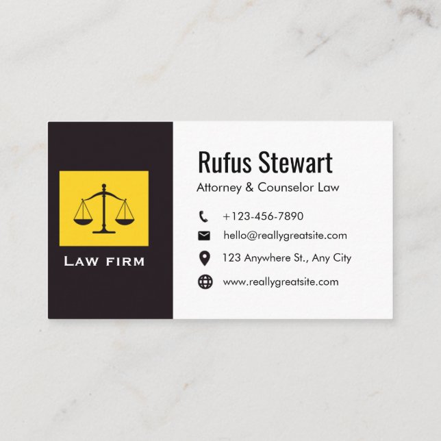 Cartão De Visita Elegant Lawyer Business Card | Attorney & Legal  (Verso)
