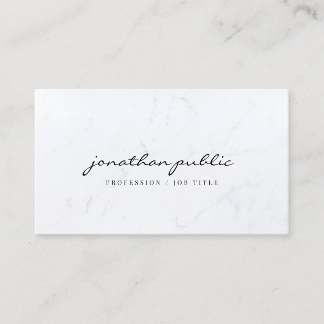 Cartão De Visita Elegant Marble Simple Template Script Profile (Frente)