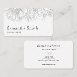 Cartão De Visita Elegant Minimalist Black Floral Line on White