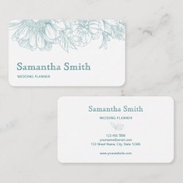 Cartão De Visita Elegant Minimalist Black Floral Line on White