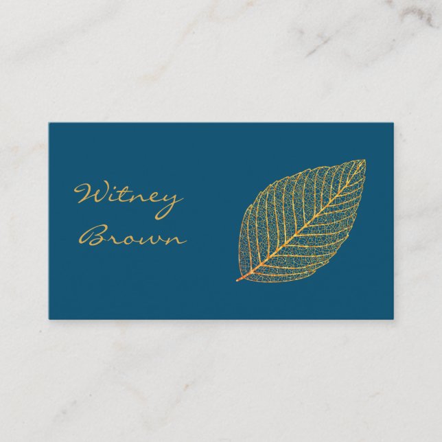 Cartão De Visita Elegant minimalist foil golden leaf  business card (Frente)
