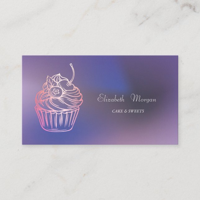 Cartão De Visita Elegant Modern Cake Sweets,Cupcake Purple (Frente)