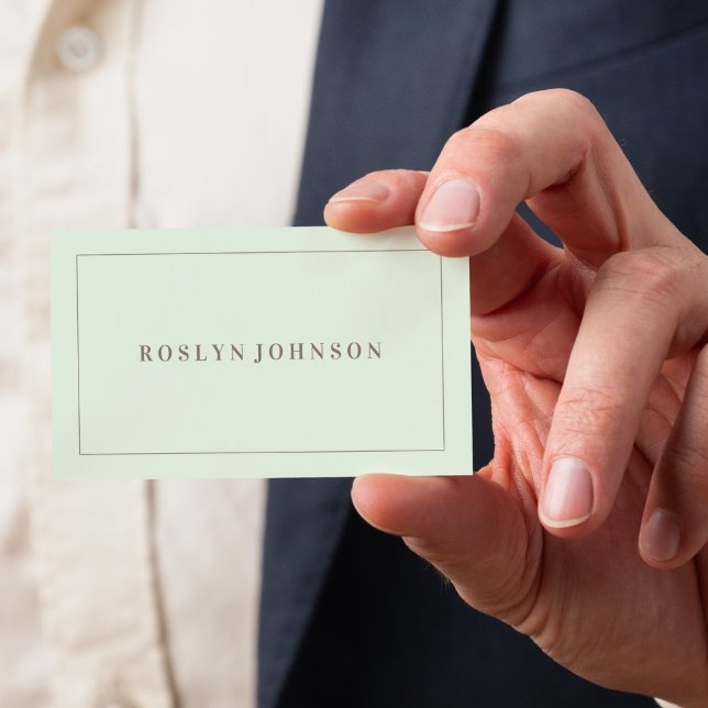 Cartão De Visita Elegant Modern Light Sage Green (Elegant Modern Light Sage Green Business Card)