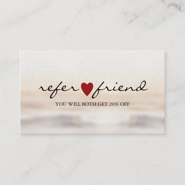 Cartão De Visita Elegant Modern Minimalist Red Heart Referral Card (Frente)