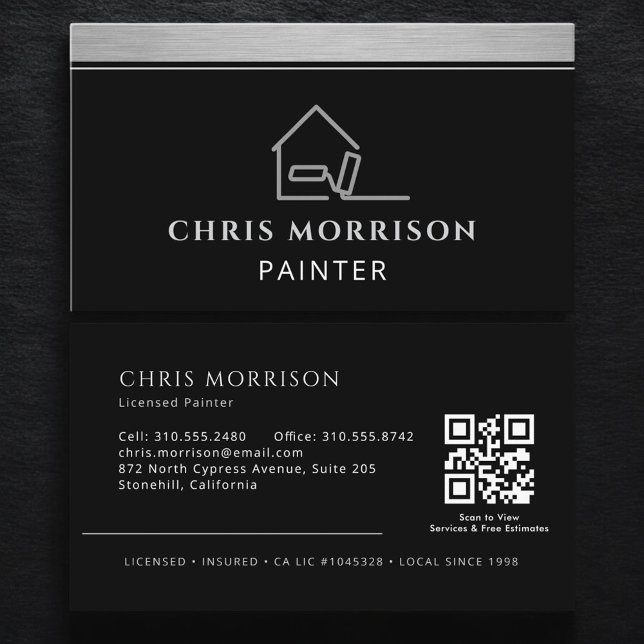 Cartão De Visita Elegant Modern Painter Professional QR Code (Criador carregado)