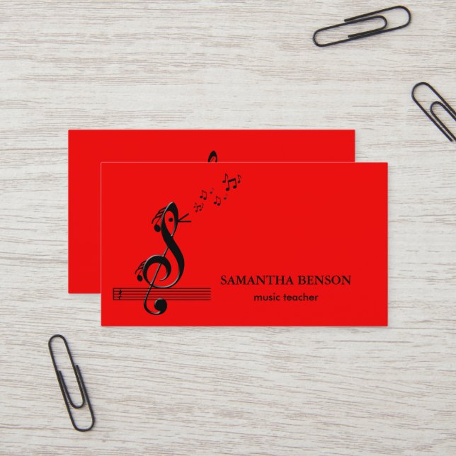 Cartão De Visita Elegant Musician Business card with Music Note (Frente/Verso In Situ)