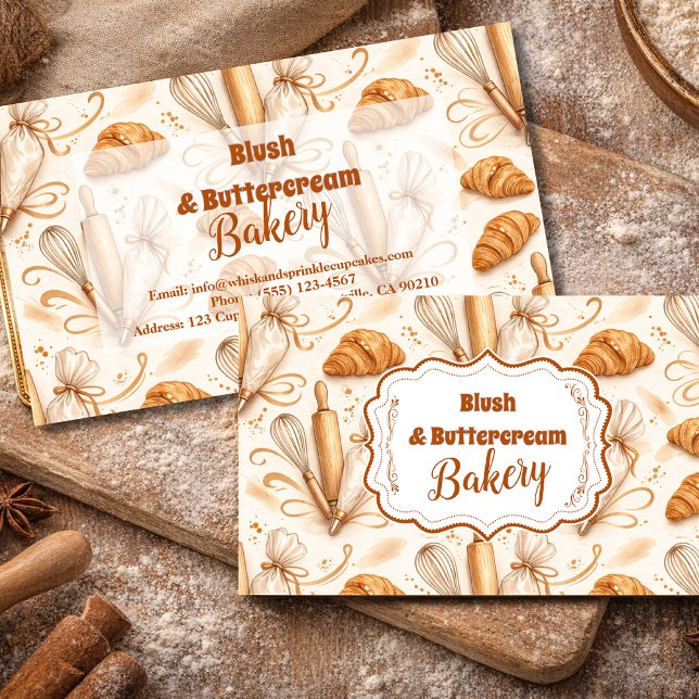 Cartão De Visita Elegant Pastel Bakery Branding (Criador carregado)