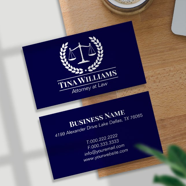 Cartão De Visita Elegant Purple Scales of Justice Attorney (Criador carregado)