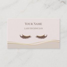 Cartão De Visita Elegant QR code Beige and Gold Lash Technician